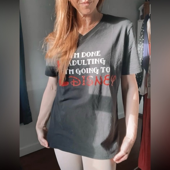 DISNEY Adulting Black Short Sleeve V Neck TShirt - Picture 3 of 10